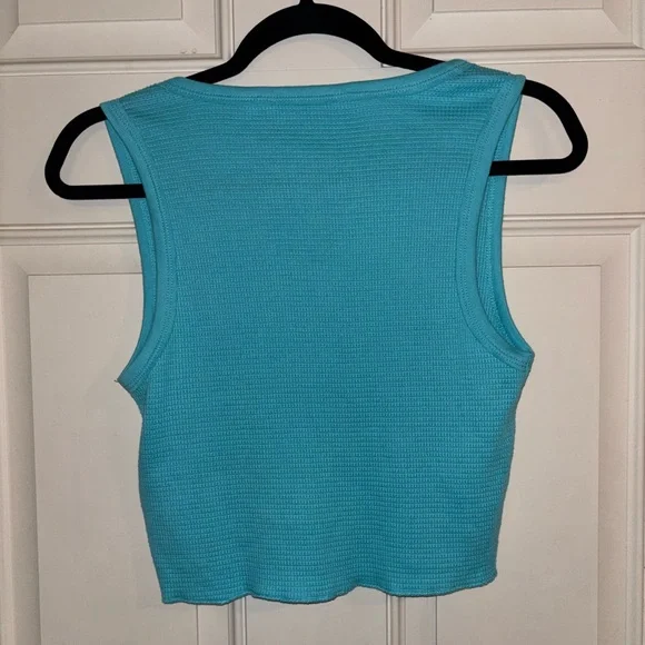 NWT Calvin Klein Jeans Turquoise Button up Crop Top - Picture 8 of 8
